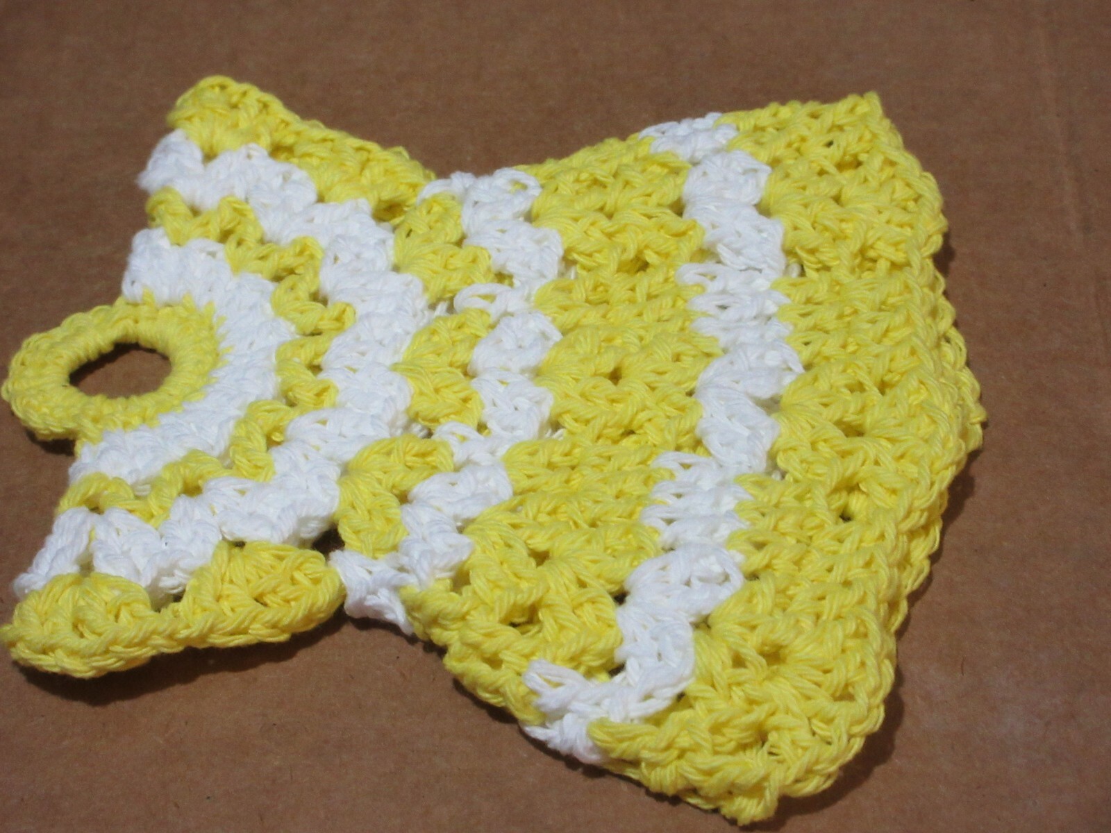 Crocheted Pot Holder -- Yellow and White