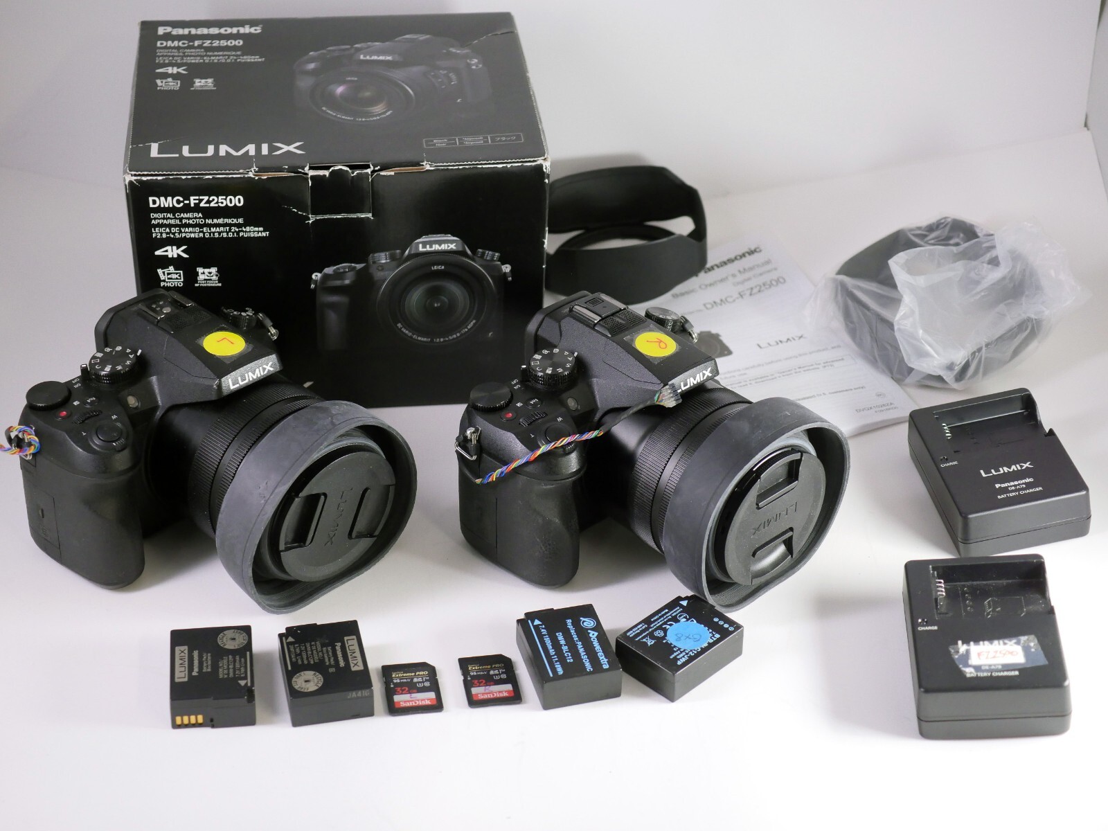 Pair of Panasonic FZ2500 cameras internally wired for 3D