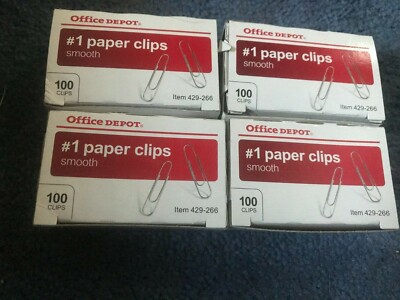 Office Depot , #1 Paper Clips , Silver, 4  (Four) boxes