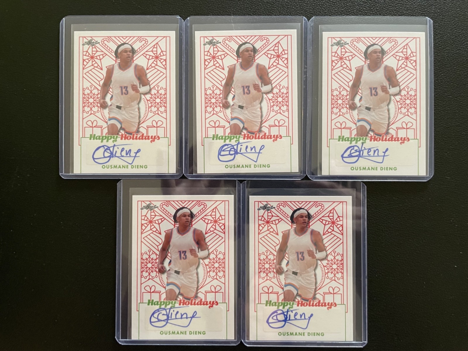 2023 Leaf Happy Holidays Ousmane Dieng Auto Autograph RC Rookie Lot Of 5 #18