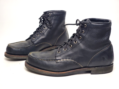 Frye Arkansas Black Pebbled Leather Moc Toe Boots Men s 11.5 M eBay