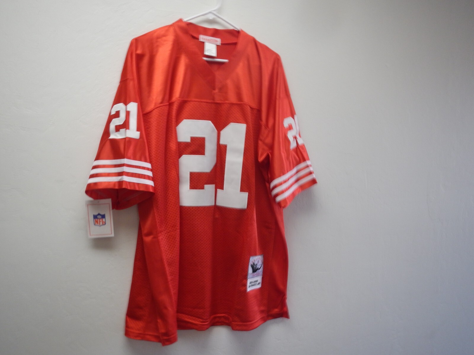 DEION SANDERS # 21 SF 49ERS RED MITCHELL & NESS JERSEY MENS