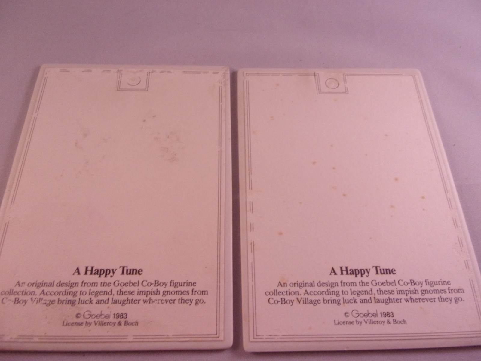 Goebel Happy Tunes Gnome set 2 Tile Wall Plaque Vintage 1983