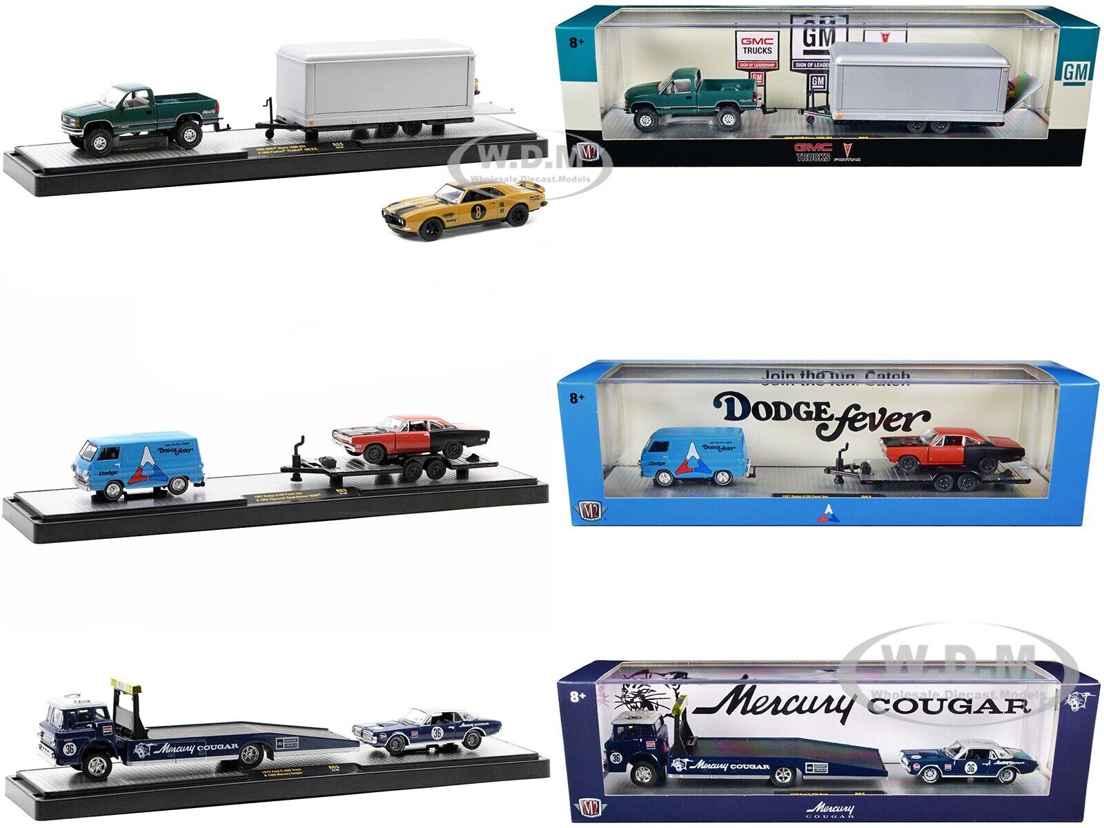 AUTO HAULERS RELEASE 63, 3 TRUCKS SET 1/64 DIECAST MODELS M2 AUTO HAULERS RELEASE 63, 3 TRUCKS SET 1/64 DIECAST MODELS M2