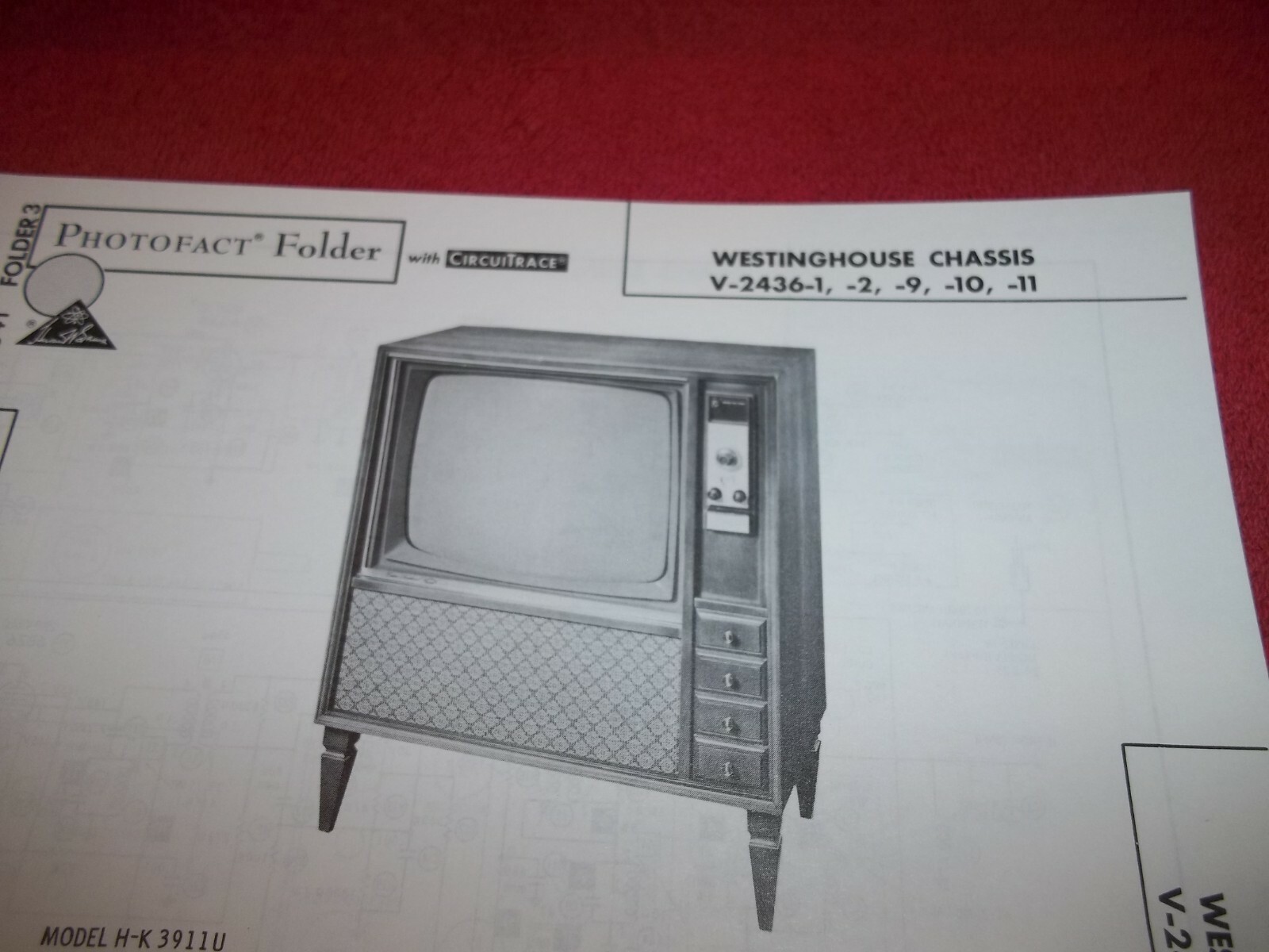 1963 Westinghouse Chassis V-2436-1, -2, -9, -10, -11 Sam's photofact sheet.