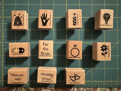 Lot of 11 Stampin  Up 2002 Mini Mates Tag Size Rubber Stamps Never used