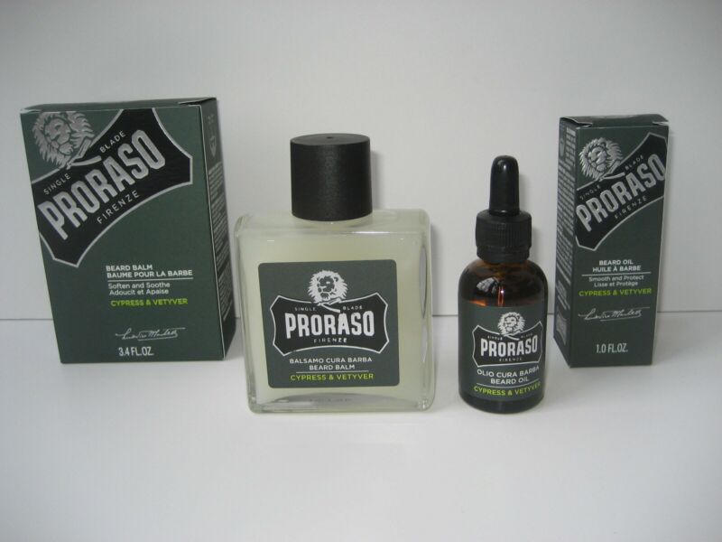 Proraso Single Blade Beard Balm & Beard Oil Cypress & Vetyver 3.4 Fl. Oz./100 Ml