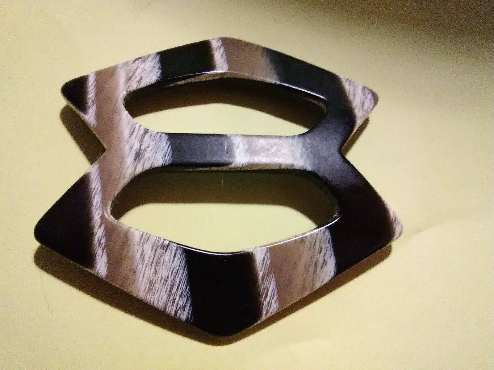 Bakelite ? Belt Buckle Art Deco Vintage Black gray tan OUTSTANDING