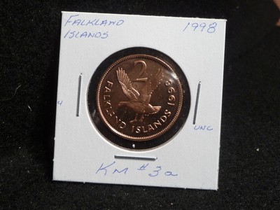 falkland islands : 1998 2 pence coin (unc.) (#2872) km # 3a