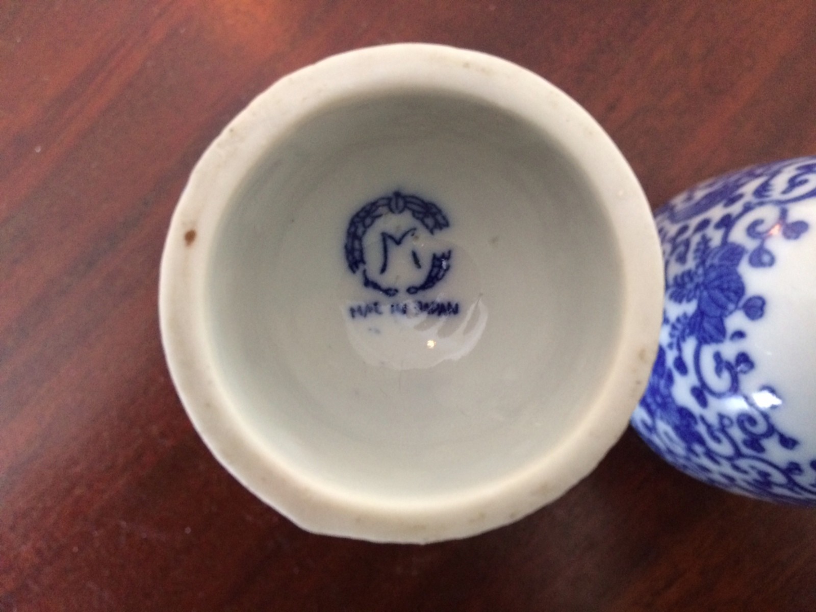 ANTIQUE BLUE & WHITE TRANSFERWARE EGG CUPS 3 