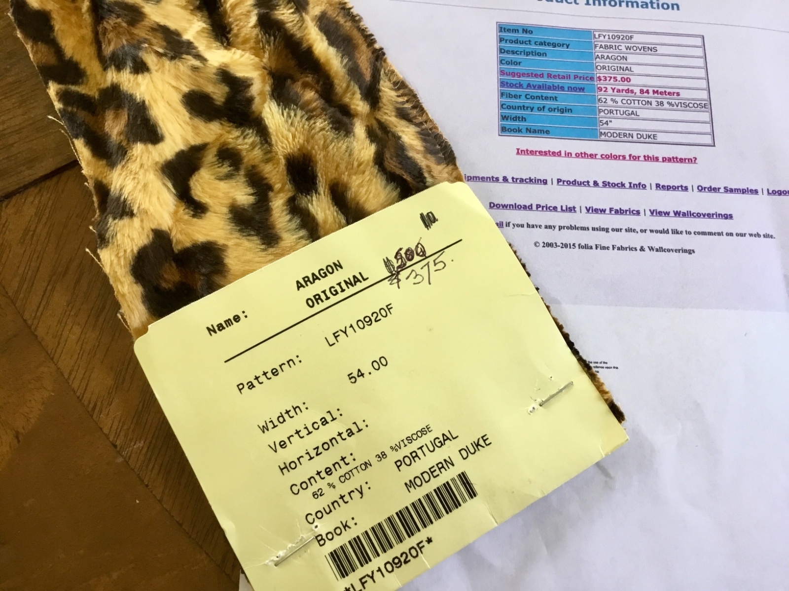 LAST LOT RALPH LAUREN ARAGON LEOPARD FAUX FUR FABRIC~6.5+ Yds x 54