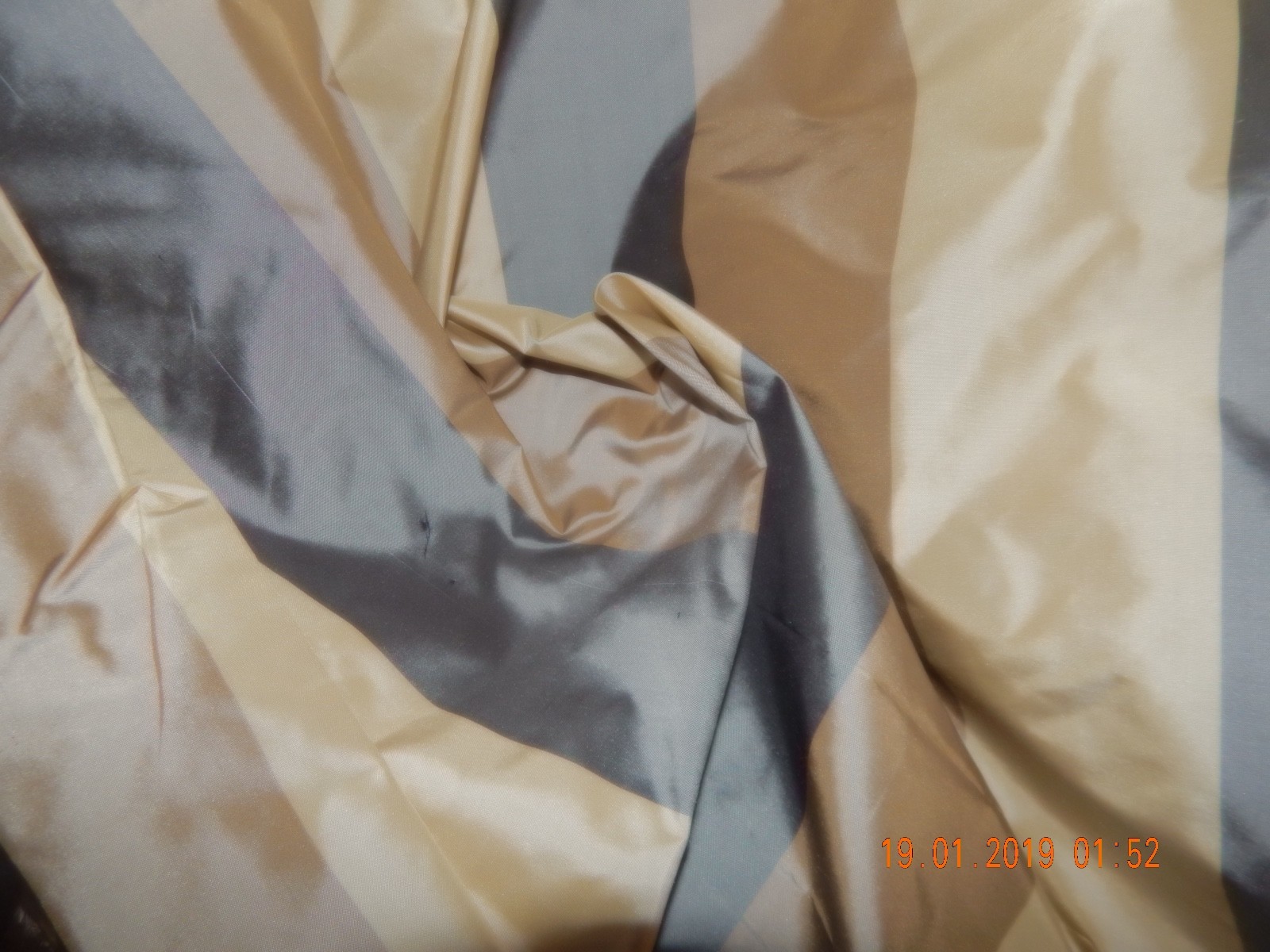 Scalamandre Silk Stripe Plaid Taffeta from Bombay 3 yards Brown Tan Gray Cream