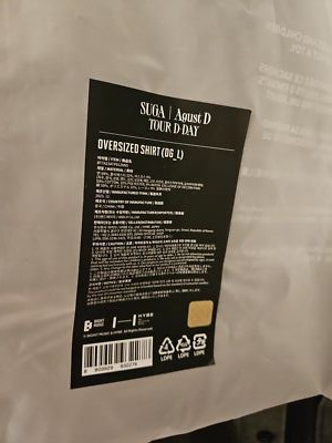 BTS SUGA Agust D TOUR D-DAY OVERSIZED SHIRT Official [Sealed