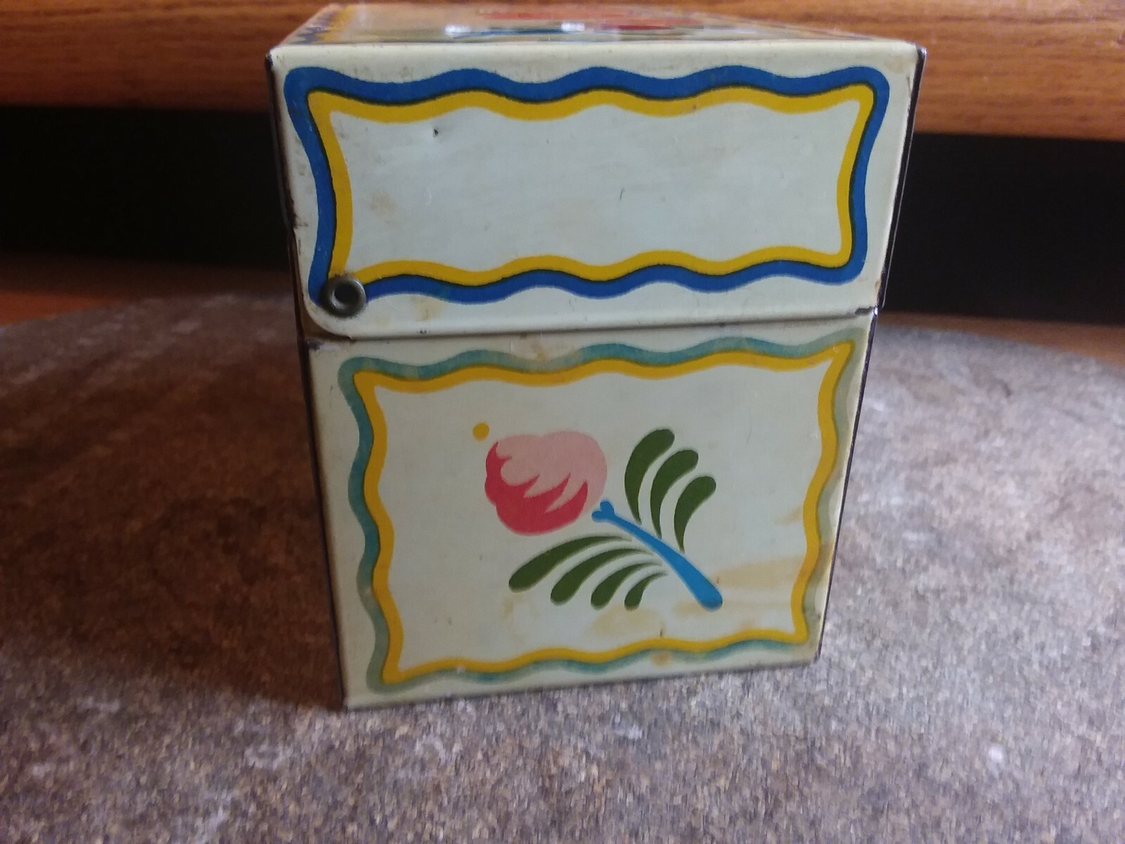 Vintage Recipe Box Ohio Art Co Folk Art Metal