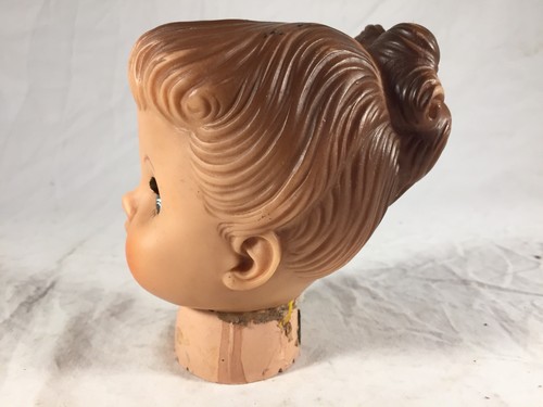 Vintage 1950’s Doll Head 4” Closing Eyes Molded Hair