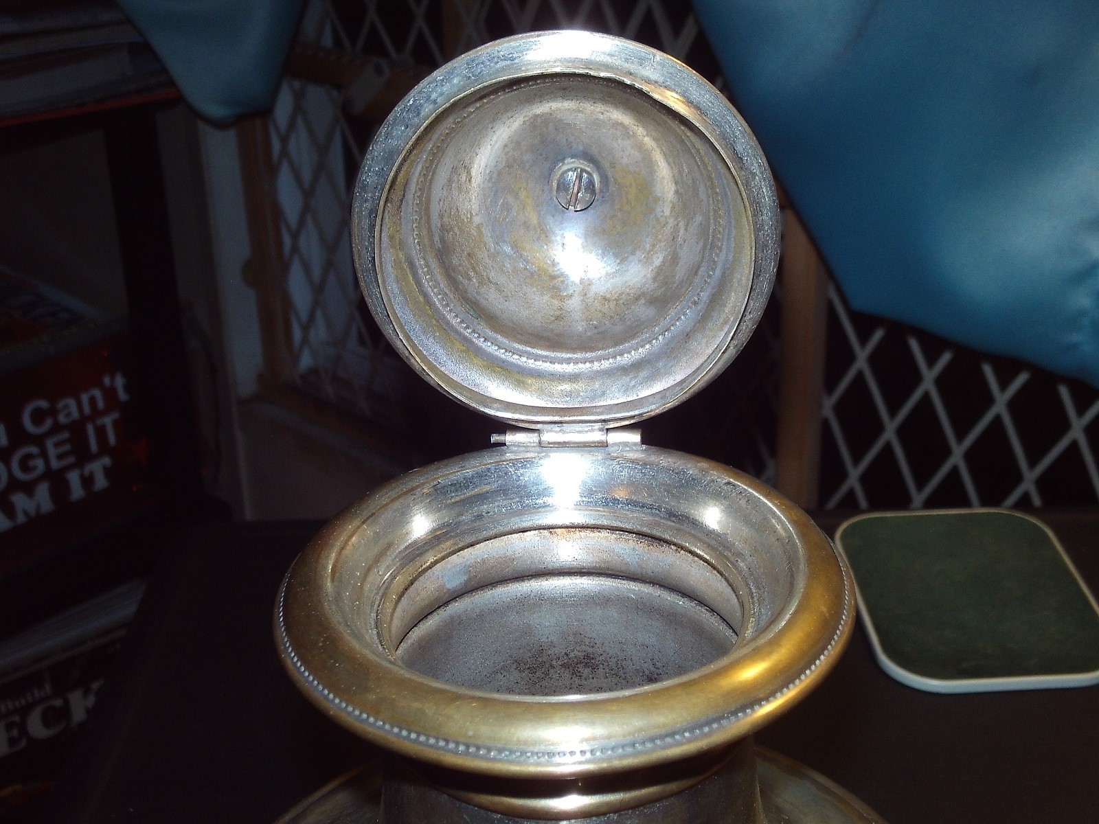 5 Brass pieces/Tea Pt,Pitcher and 2 Candle Stick Holders also Bowl with handle