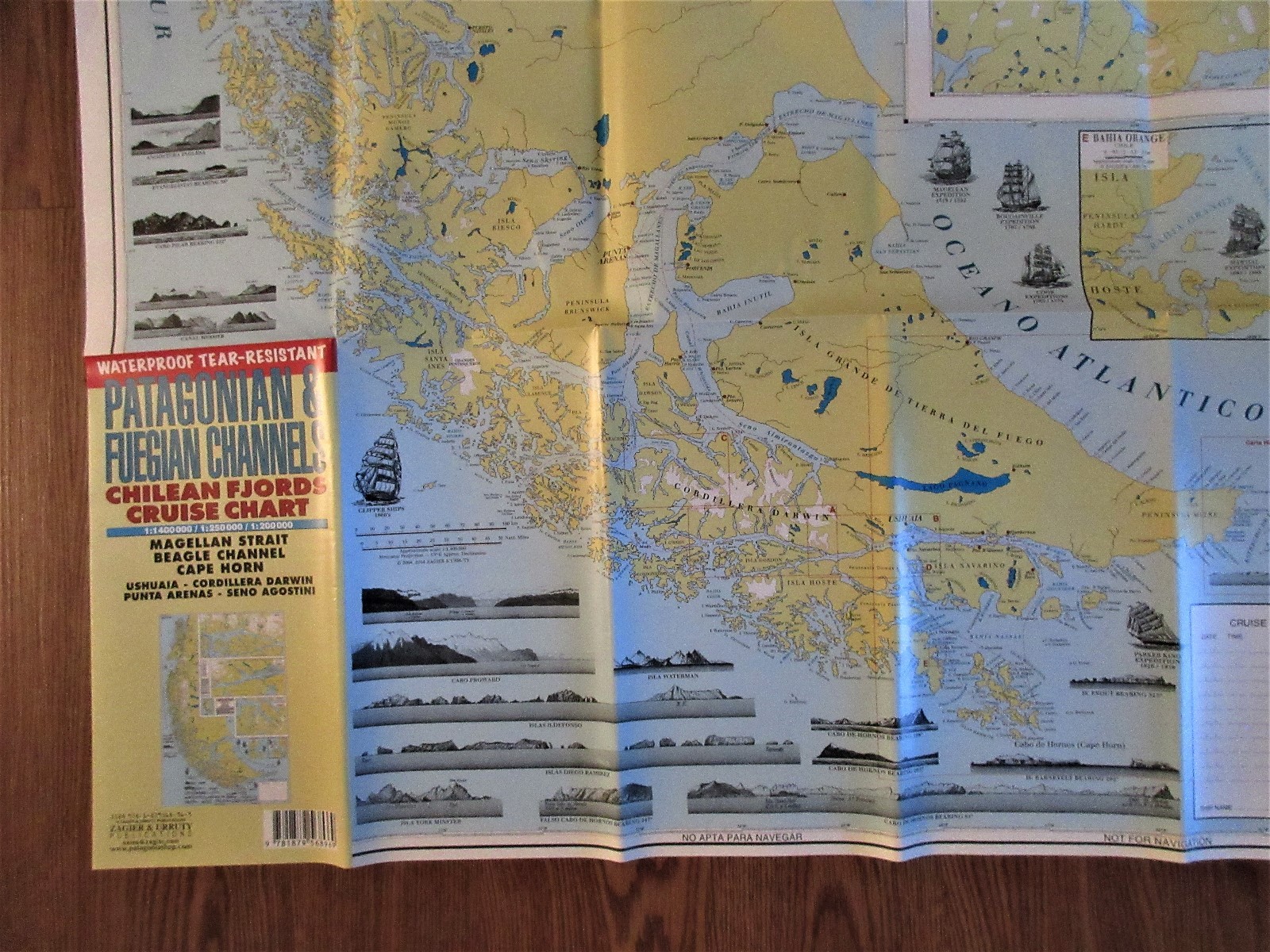 Map of Patagonia & Fuegian Channels, Chilean Fjords Cruise Chart