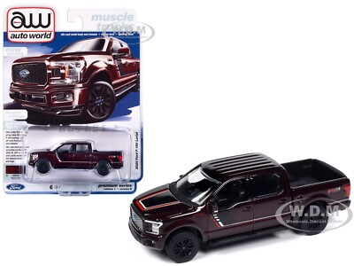 2020 FORD F-150 LARIAT FX4 PICKUP MAGMA RED 1/64 BY AUTO WORLD 64432-AWSP150 B