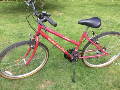 26 inch maroon Raleigh Bike Model, Zest Endurance Series