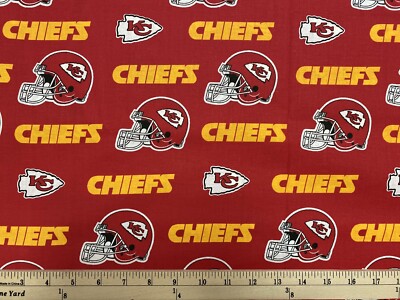 NFL KC KANSAS CITY CHIEFS football, HALF Yard (18 x 57 ) 100% Cotton Fabric, New