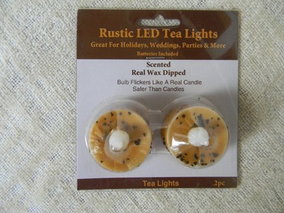 LED Battery Operated Tealight Candles Cream Color PAIR Primitive Country