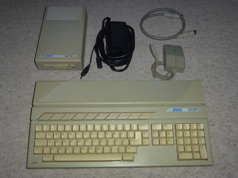Retro Atari 520 St+ Tos 1.00 Gem 0.13 Aes 1.20 1024kb Ram Floppy Sf354 Maus Stm1