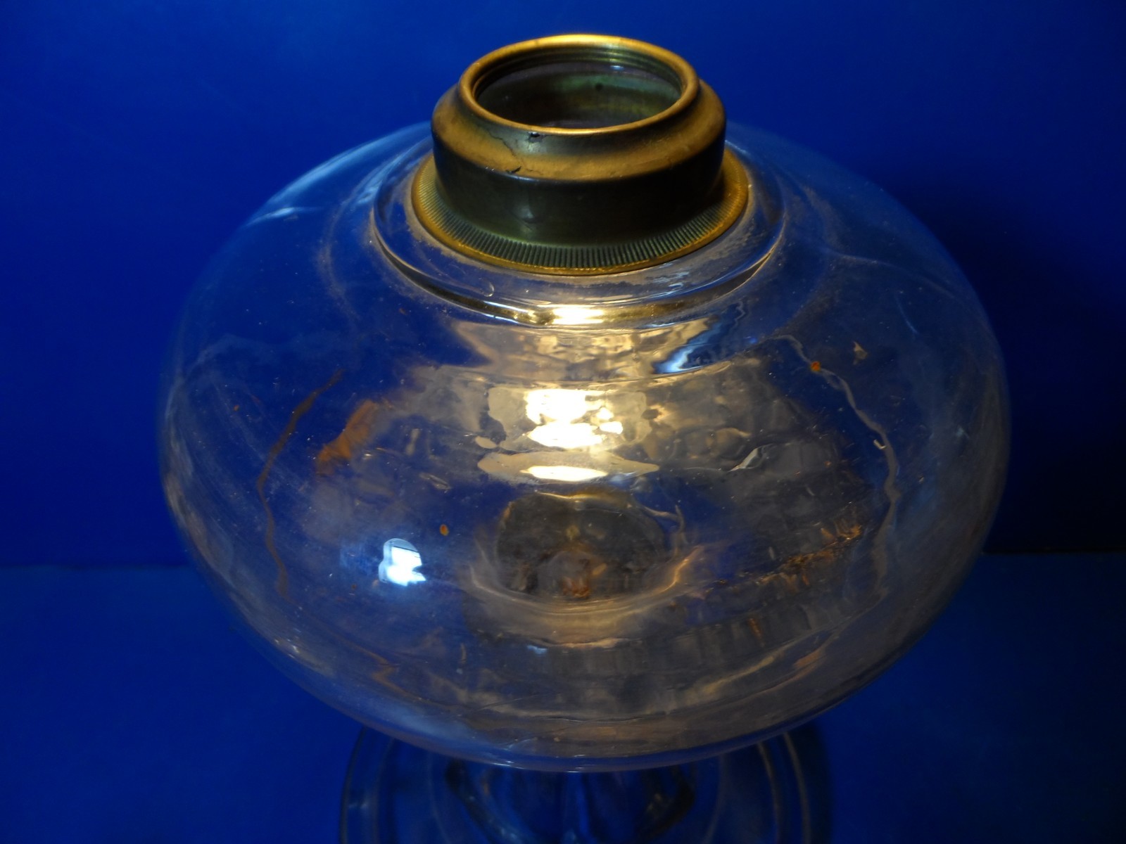 Antique Kerosene Oil Lamp 1800'S Clear Pressed Glass NICE BUBBLES