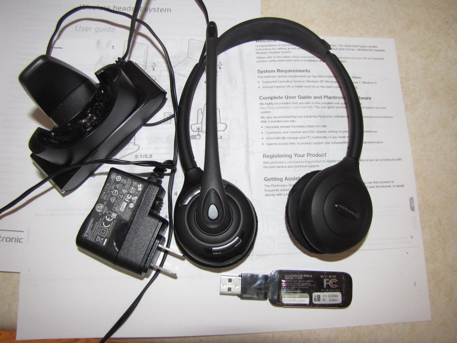 Plantronics Savi W420 Headset with USB Wireless Adapter, Charger, and Case