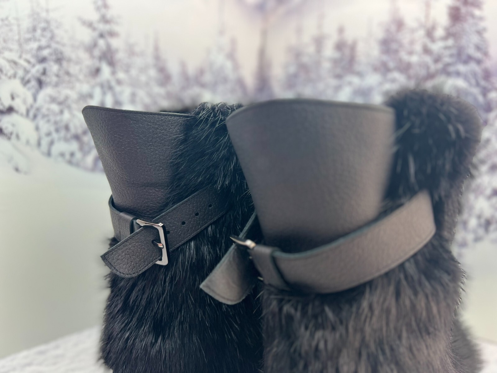 Pre-owned Litvin Black Beaver Fur Boots For Men, Viking Boots,mens Snow Winter Boots,big Sizes