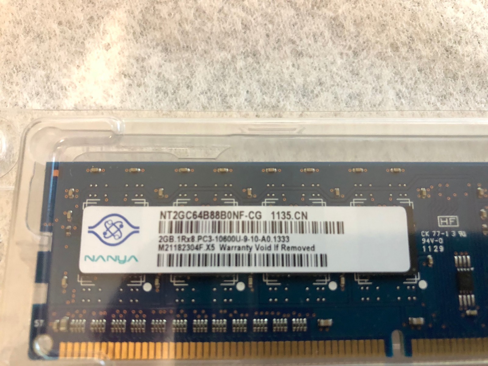 Nanya NT2GC64B88B0NF-CG 2GB Desktop RAM Memory PC3-10600U DDR3 1333MHz