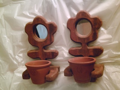 Set Of 2 Wooden Flower Shaped Planter Holder 12