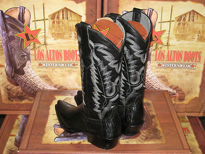 Pre-owned Los Altos Boots Los Altos Women Black Genuine Teju Lizard Snip Toe Western Cowboy Boot 340705 In Blacks