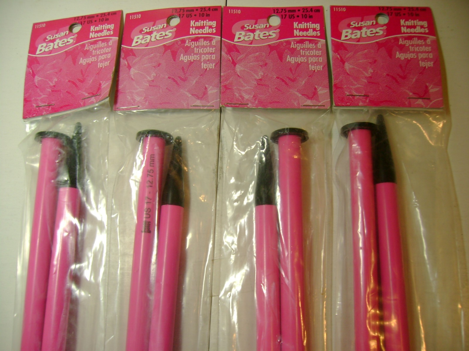 1 Pair SUSAN BATES BIG PINK PLASTIC KNITTING NEEDLES 11510 Size 17 12.75 mm 10