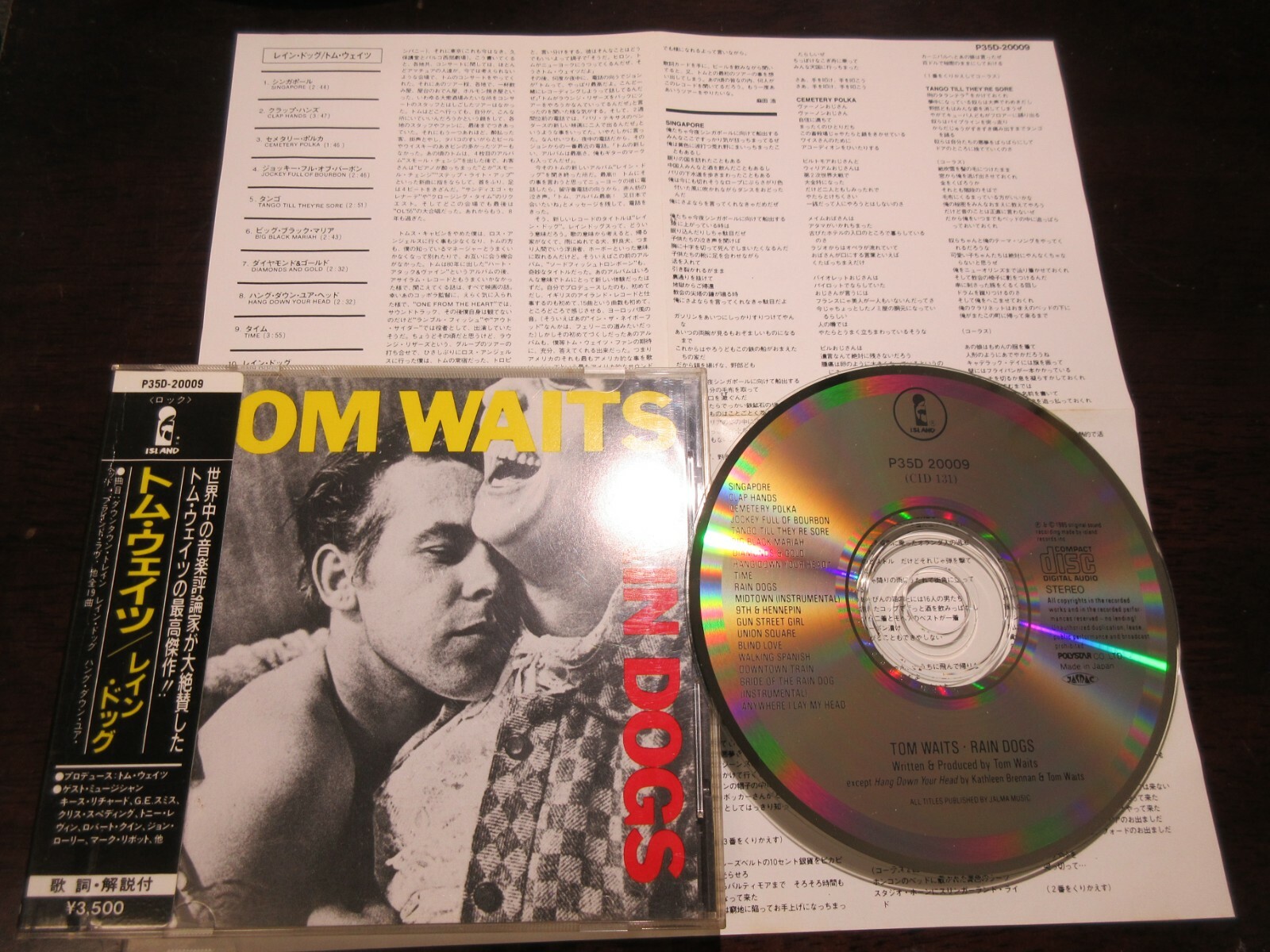 Tom Waits Rain Dogs Japan CD w Seal Type OBI in 1987 P35D