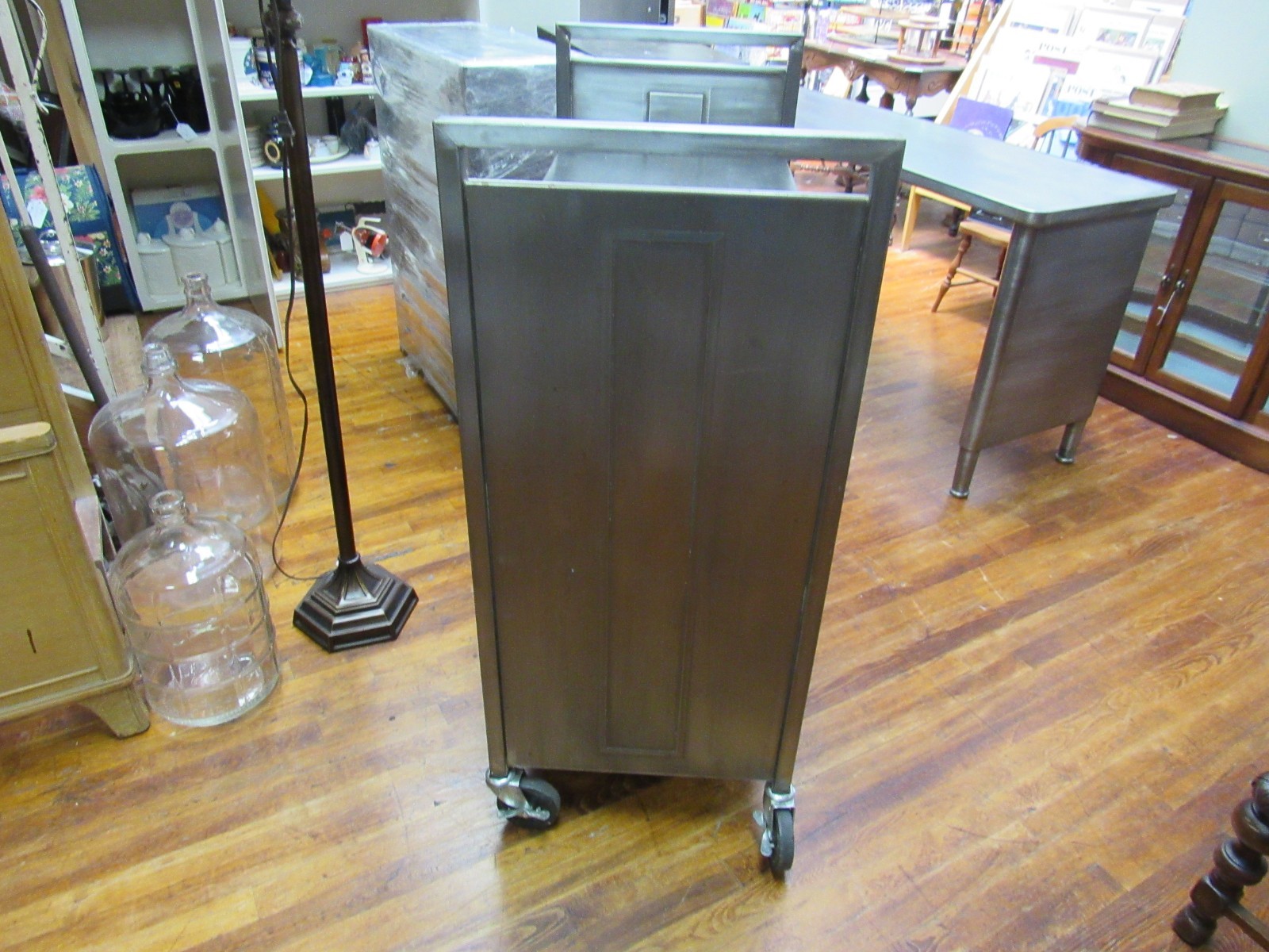 Vintage Industrial brushed steel rolling cart