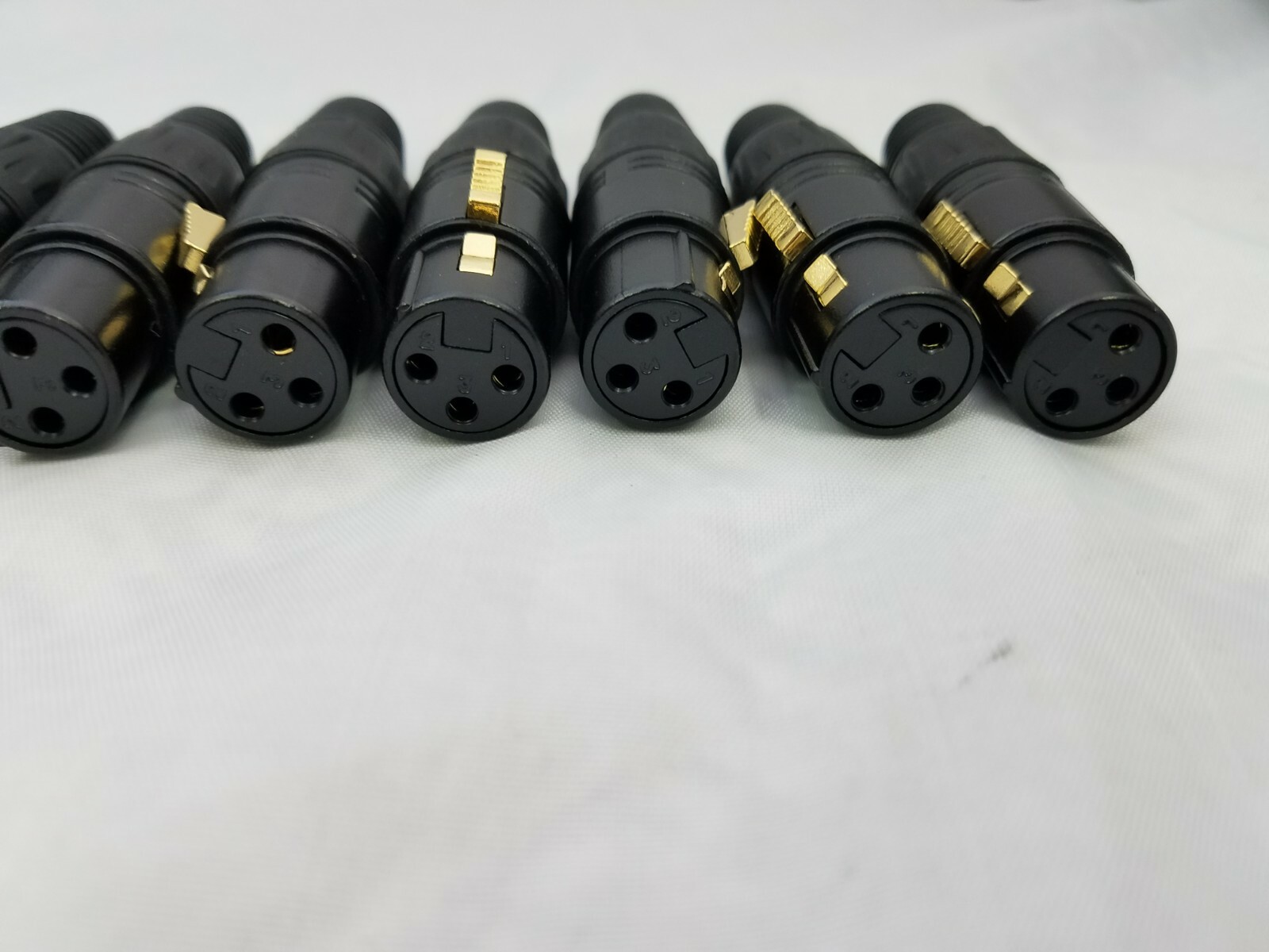 12 LOT, POMONA 6850 3 PIN FEMALE XLR PLUG, CABLE MIC CONNECTOR BLACK GOLD CONTS