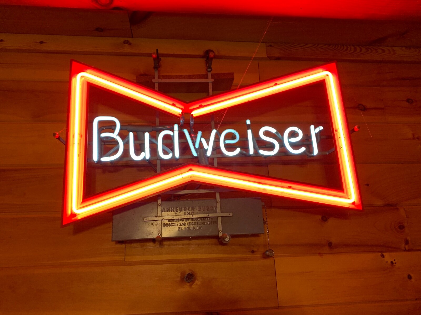 Budweiser ネオン看板 VERY RARE Budweiser BLINKING Bow Tie Neon Bar Sign 30x19