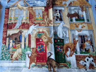 Sewing fabric Gale Pitt It's Cats World Raining Dogs & Cats Print  2/3 yrd 44W