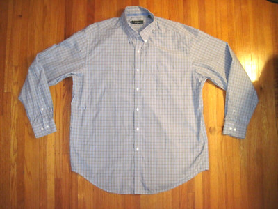Bobby Jones Blue/Brown Check Easy Care Classic Fit Oxford Dress Shirt 2XL New