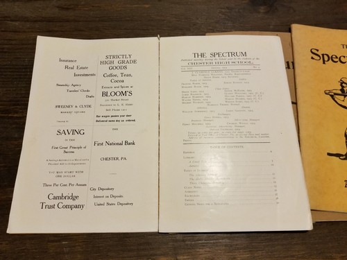 1913 LOT 4 CHESTER HIGH SCHOOL PENNSYLVANIA THE SPECTRUM MAGAZINE NEWS BASEBALL