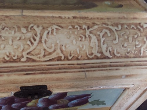 Wooden Hand Painted Wood Relief Lid Dowry Chest Blanket Box Decorative Trunk