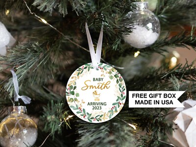 Personalized Coming Soon Baby on the Way Christmas Ornament