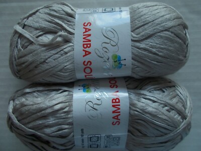 Rozetti Samba Solid ribbon yarn, silvery, lot of 2 (161 yds ea)