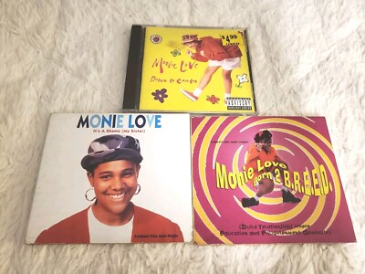 MONIE LOVE 3 CD Lot FEMALE RAP Hip Hop DOWN TO EARTH Born 2 B.R.E.E.D. Good