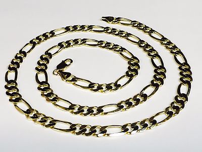 Pre-owned Nova 14kt Solid Gold Figaro Link Men's Necklace 22" 8 Mm 53 Grams In No Stone