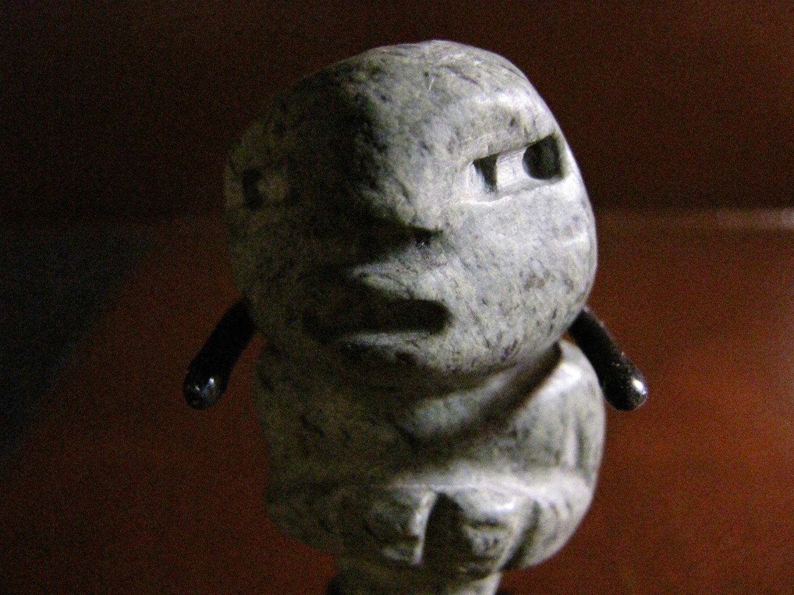 Pre Columbian, Greenstone, Mounted Mezcala Figure, Pendant, L/For 300 BC 200 AD