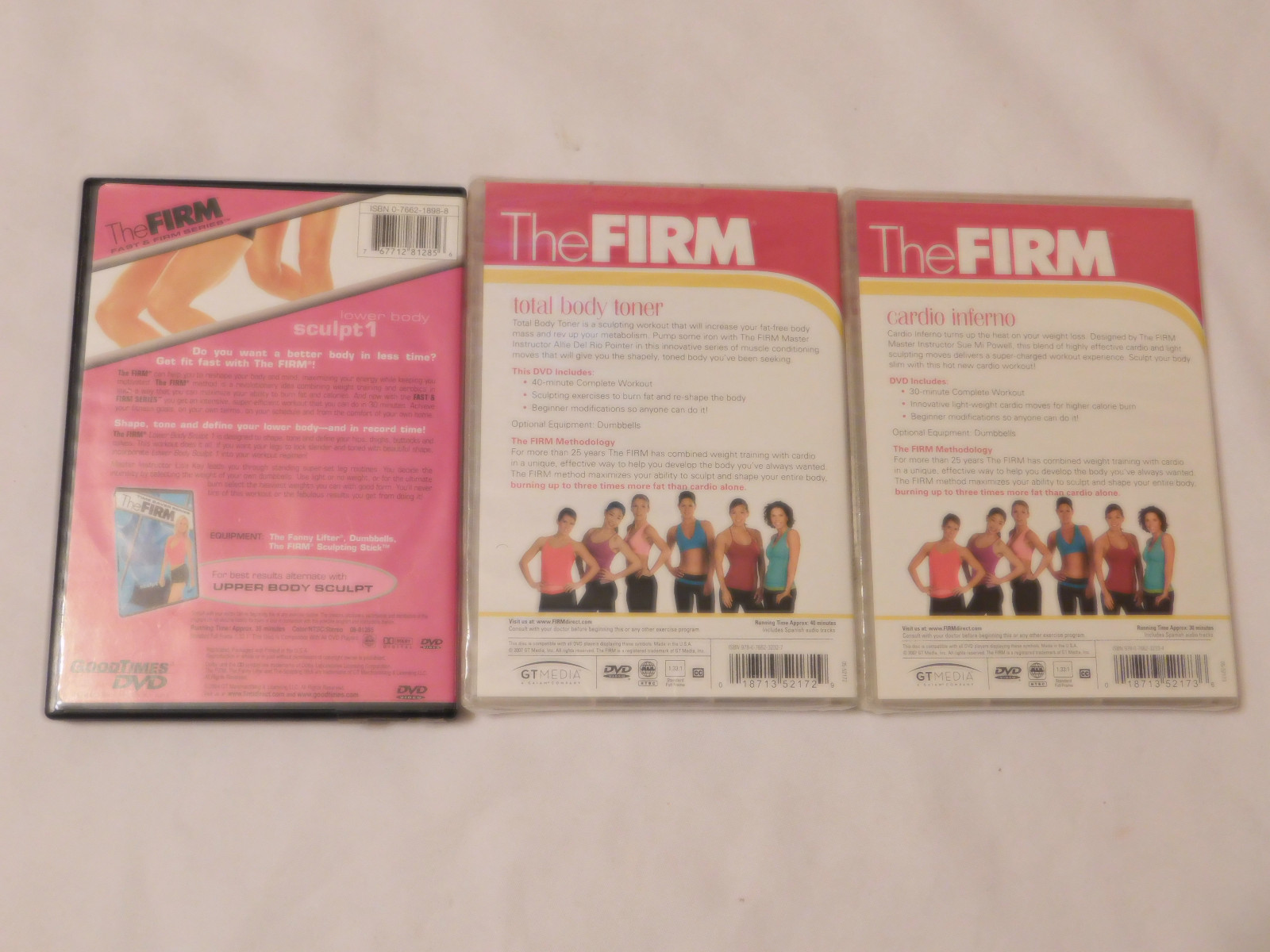 2 DVD Lot The FIRM Total Body Toner & Cardio Inferno + Bonus workout Ships FREE