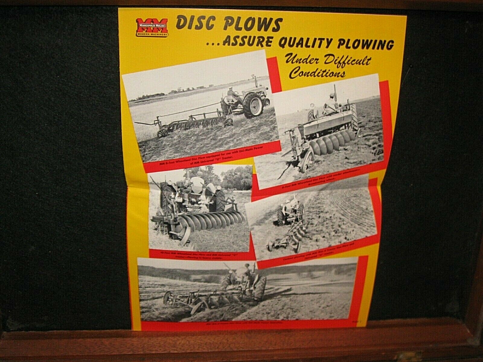 Vintage 1949 Minneapolis Moline MM Tractor Disc Plows Sales Brochure Farm Adv