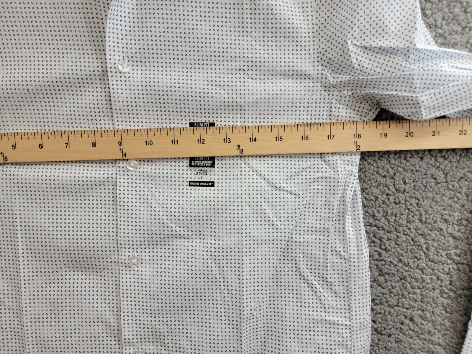 Calvin Klein Steel Plus Slim Fit Stretch Dress Shirt Men's 14.5 32-33 White/Blue - Picture 6 of 16