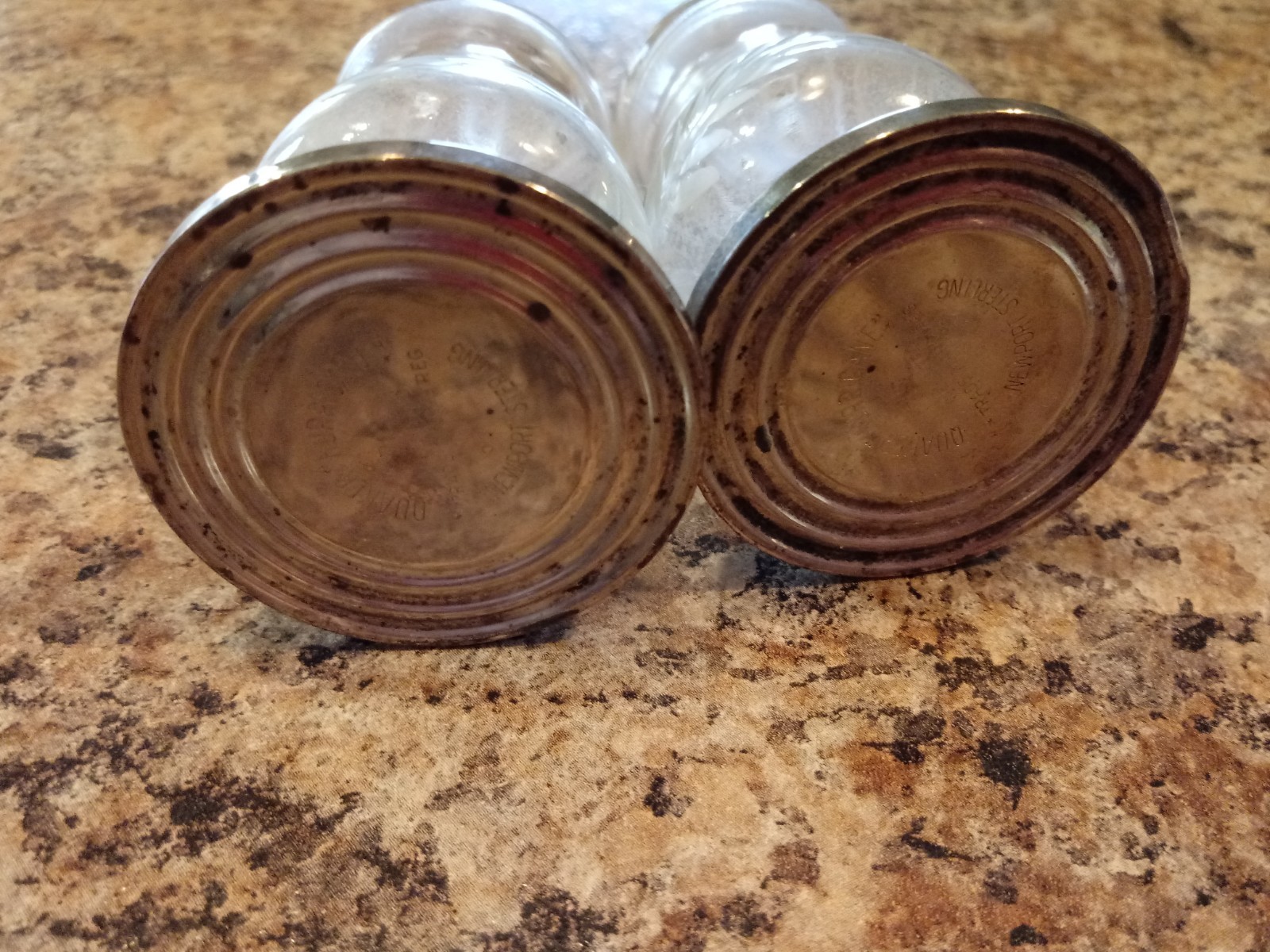 Vintage Newport Sterling silver Quaker Hurricane Lamp  salt & pepper shakers